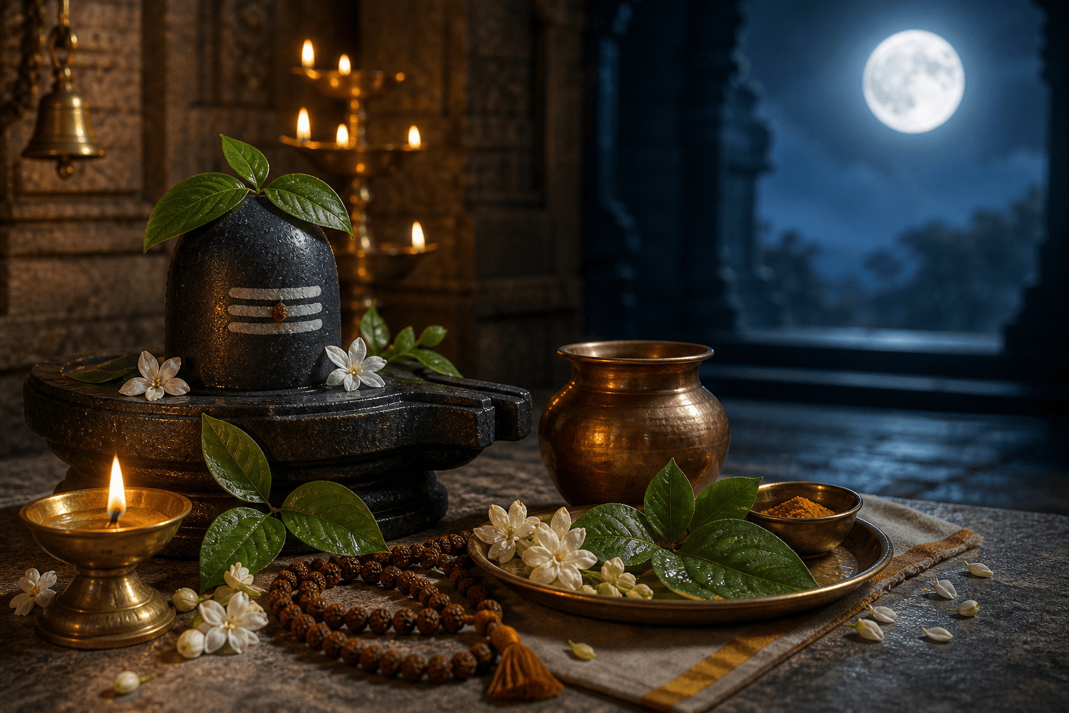 Temple lamp atmosphere during Maha Shivratri worship