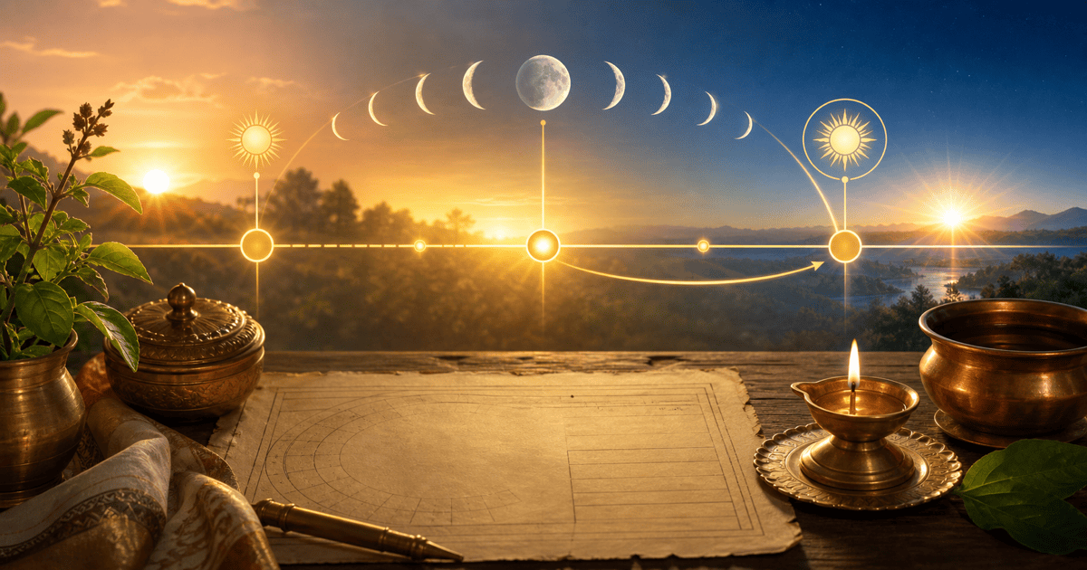 Ekadashi tithi starting after sunrise with the fast moving to the following sunrise date